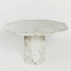 White and grey marble octagonal dining table