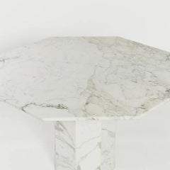 White and grey marble octagonal dining table