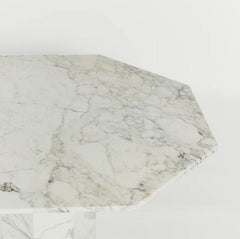 White and grey marble octagonal dining table