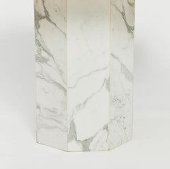 White and grey marble octagonal dining table